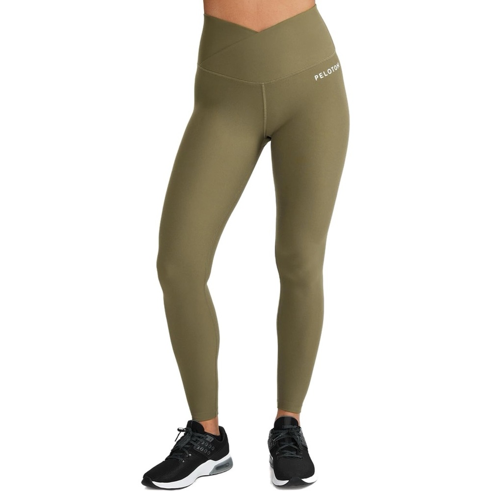 Peloton Women's Cross Front High Rise Cadent Legging in Grape Leaf Olive Green S